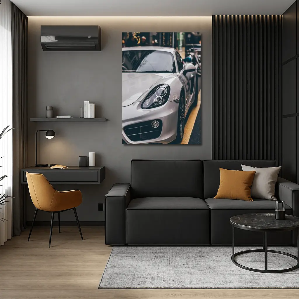 Porsche Cayman Silver Street Urban Setting – Wall Art