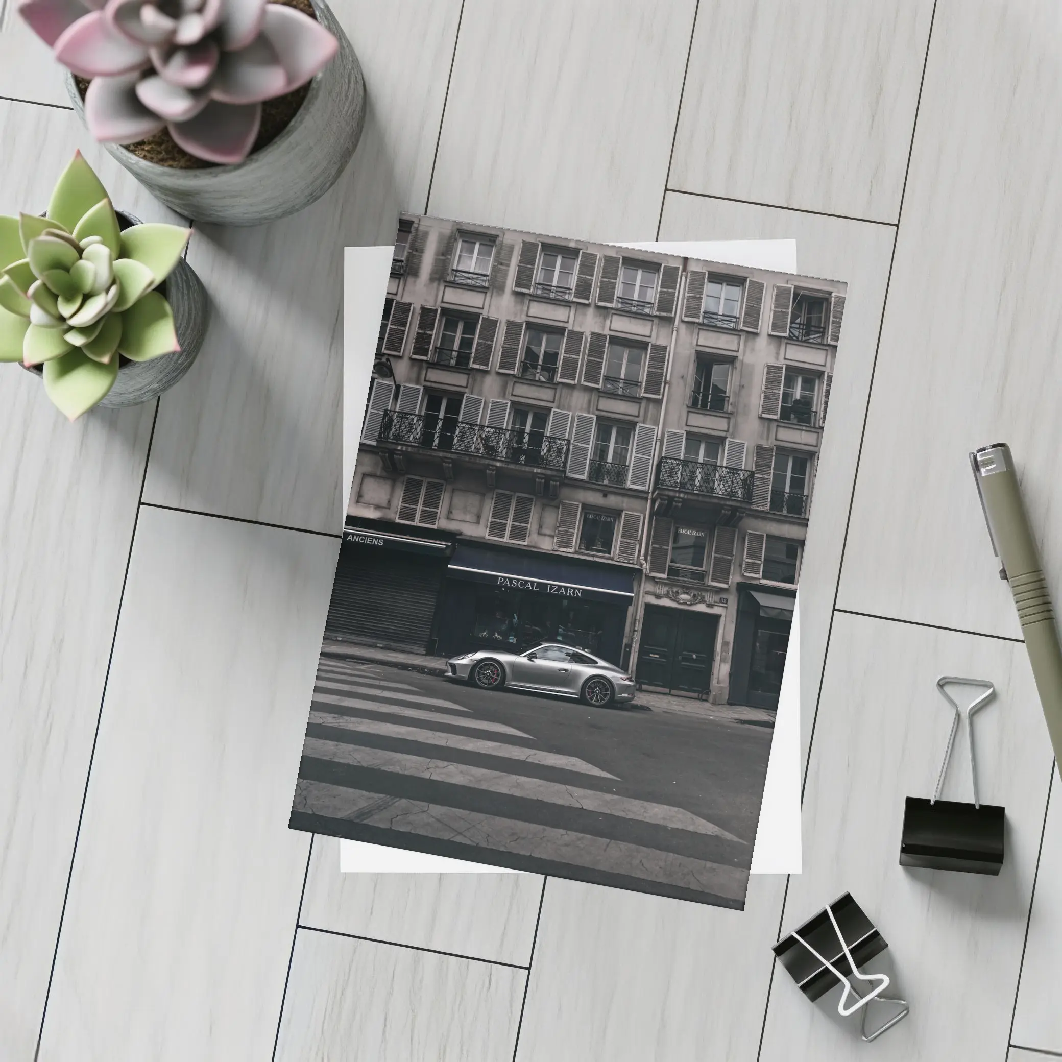 Porsche 911 Parked on Paris Street – Postcards
