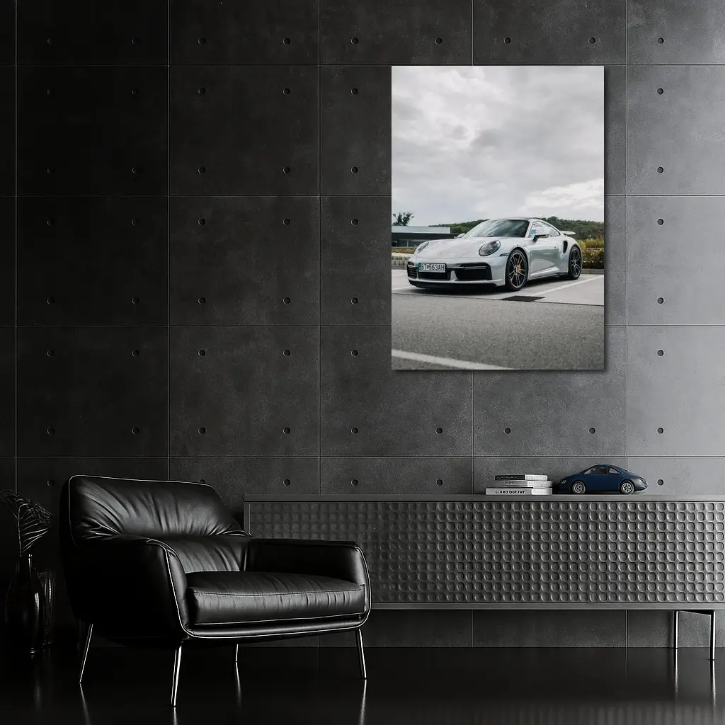 Porsche 911 Turbo Silver Cloudy Sky – Wall Art