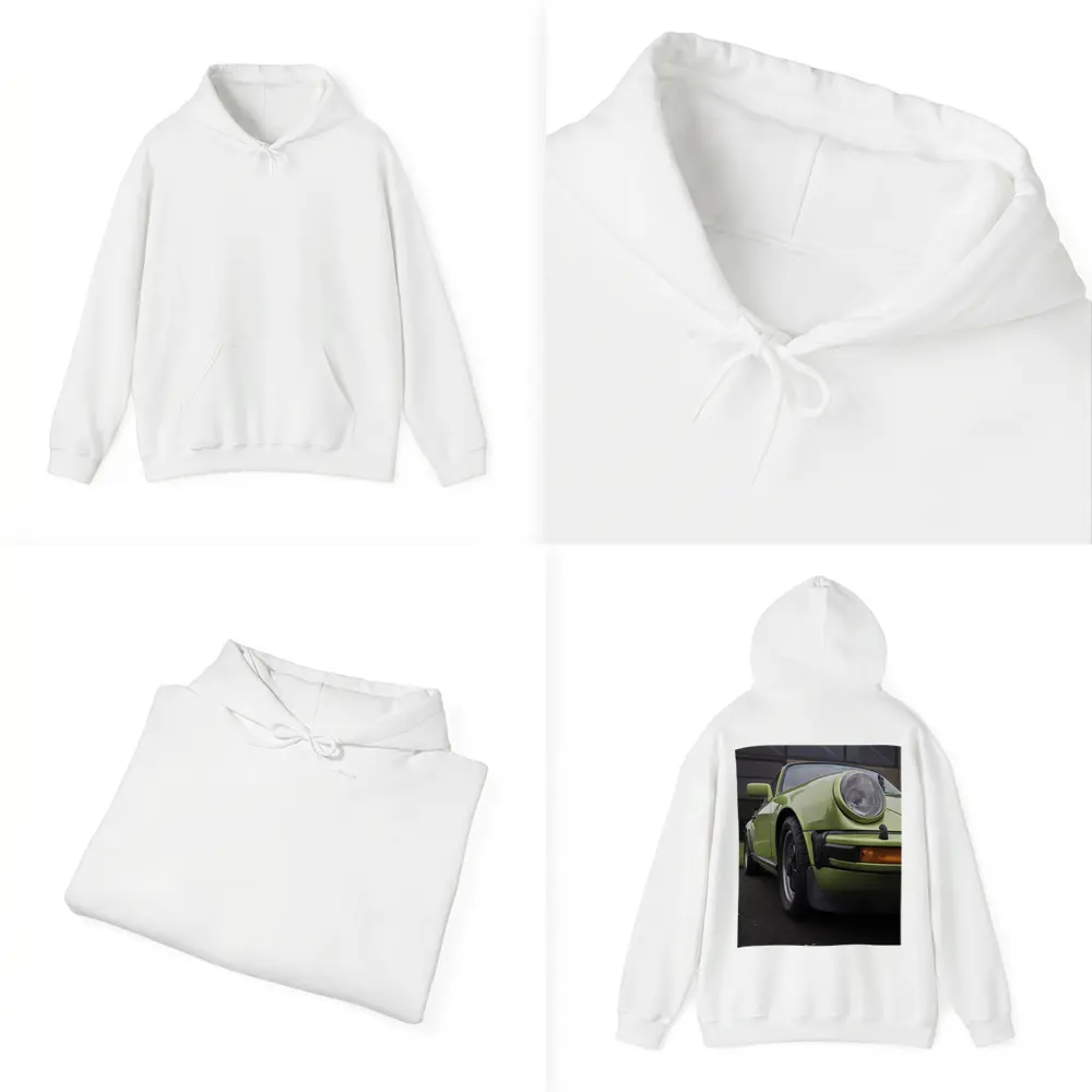 Green Porsche 911 Classic Street Portrait – Hoodies
