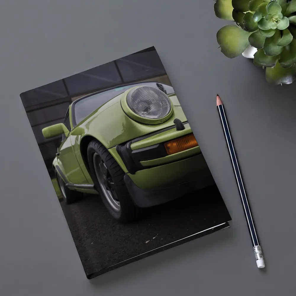 Green Porsche 911 Classic Street Portrait – Notebooks