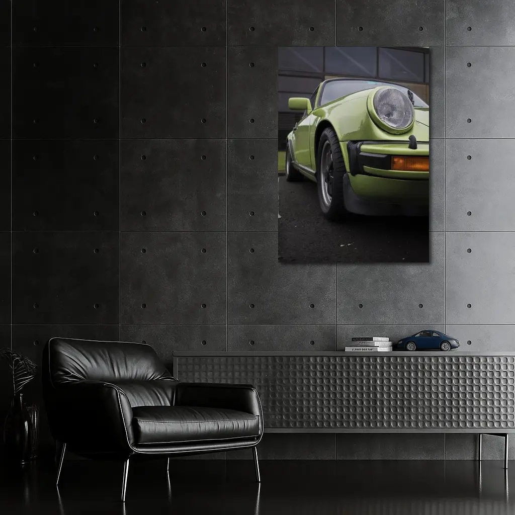 Green Porsche 911 Classic Street Portrait – Wall Art