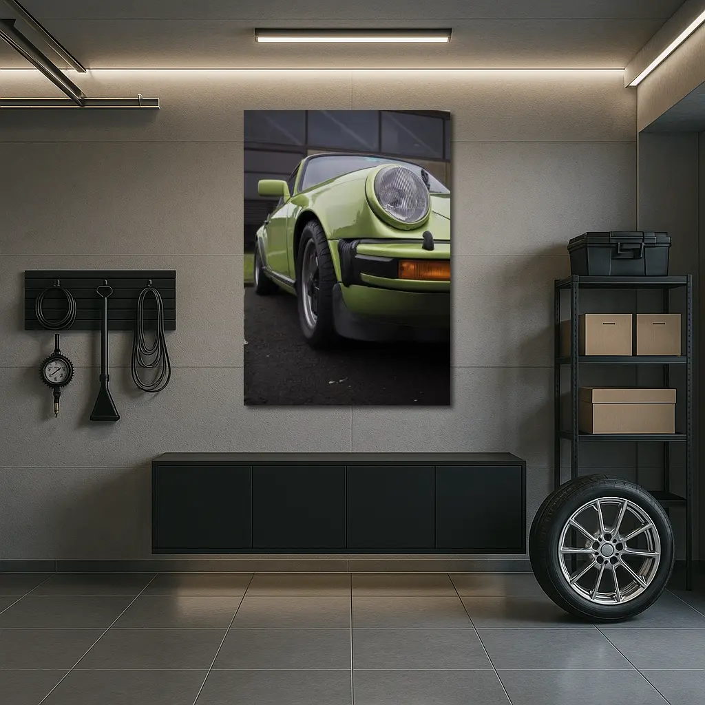 Green Porsche 911 Classic Street Portrait – Wall Art