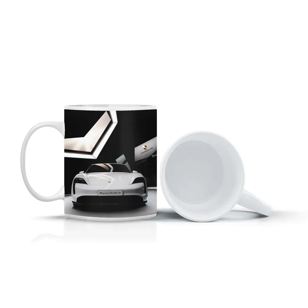 Porsche Taycan Turbo S White Showroom – Mugs