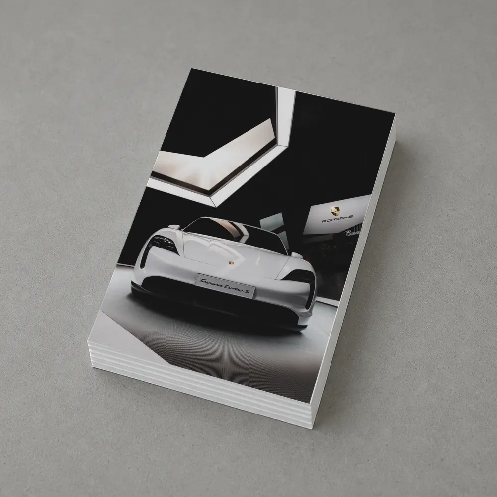 Porsche Taycan Turbo S White Showroom – Postcards