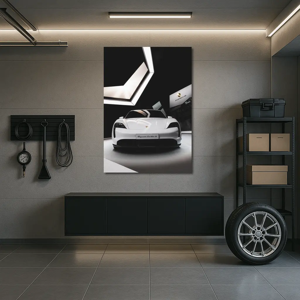 Porsche Taycan Turbo S White Showroom – Wall Art