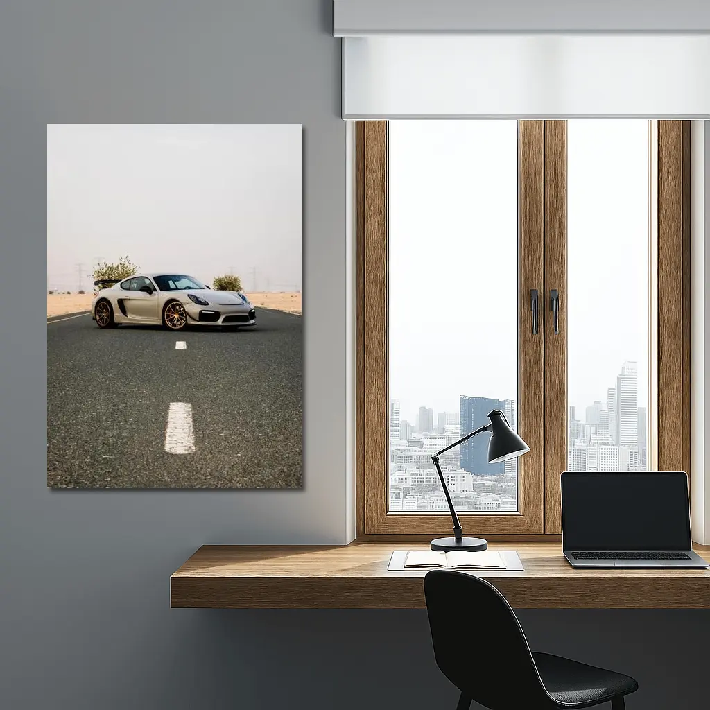 Porsche Cayman GT4 On Desert Road – Wall Art