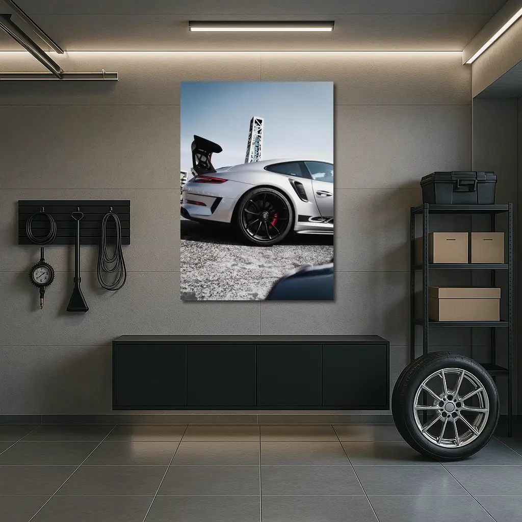 Porsche 911 GT3 Silver Urban Setting – Wall Art