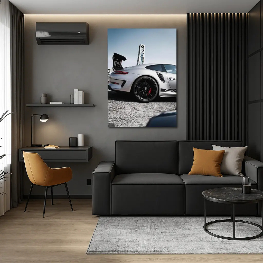 Porsche 911 GT3 Silver Urban Setting – Wall Art