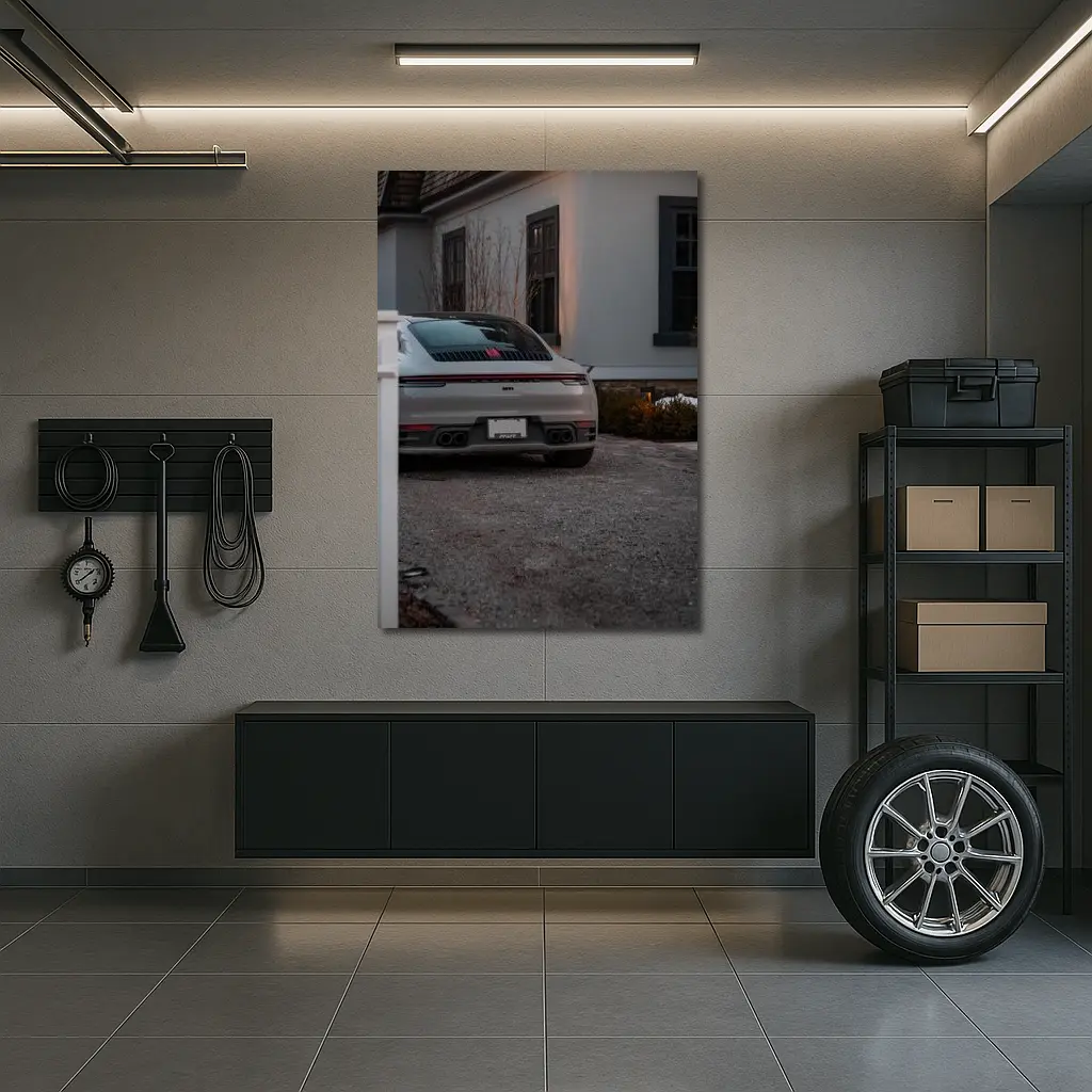 Porsche 911 Rear View Driveway Dusk – Wall Art