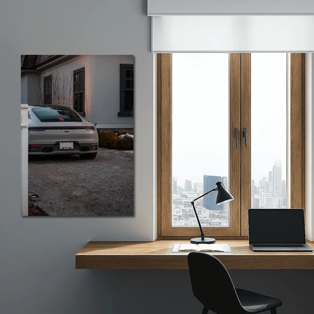 Porsche 911 Rear View Driveway Dusk – Wall Art