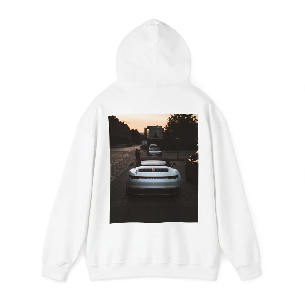 Porsche 911 Rear View Sunset Street – Hoodies