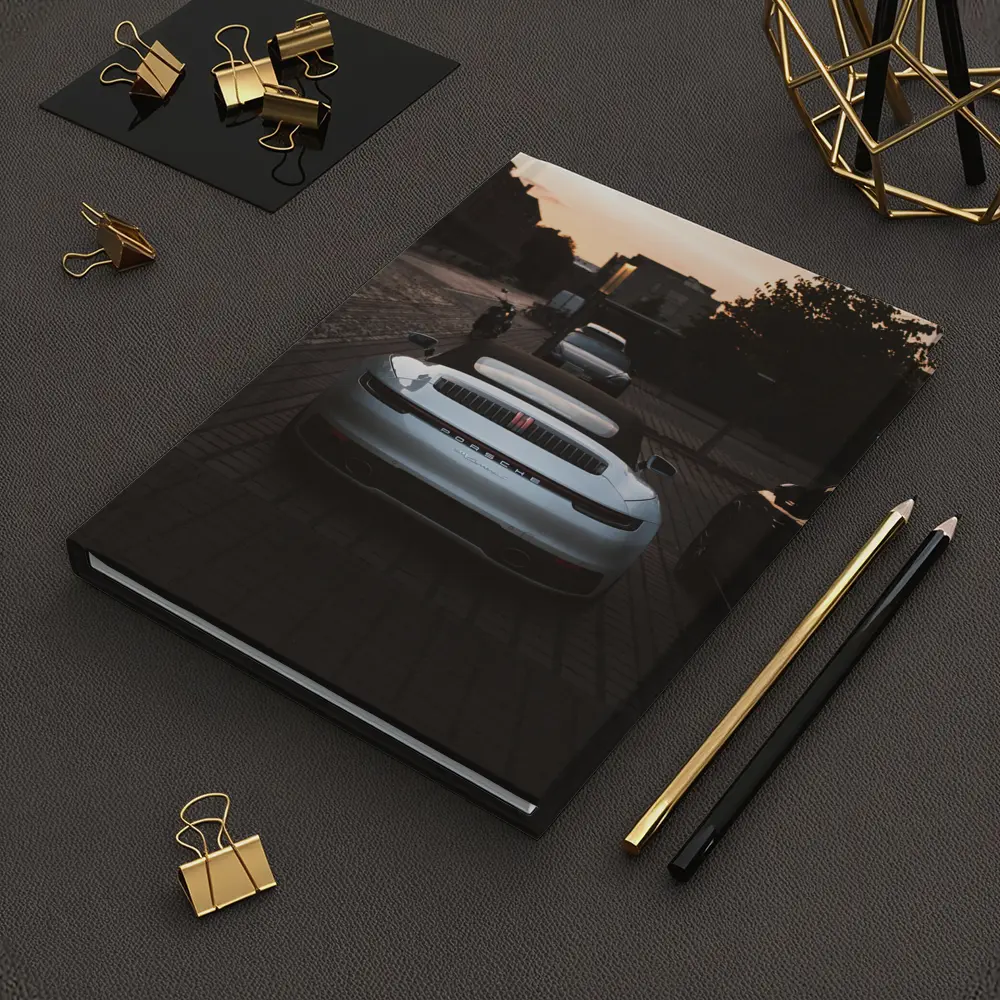 Porsche 911 Rear View Sunset Street – Notebooks