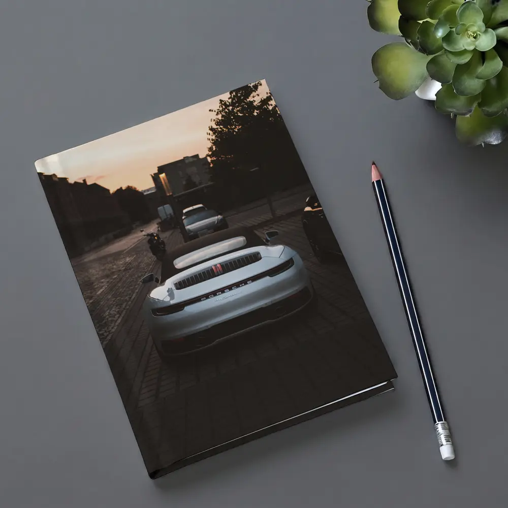 Porsche 911 Rear View Sunset Street – Notebooks