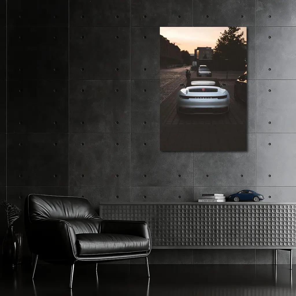 Porsche 911 Rear View Sunset Street – Wall Art