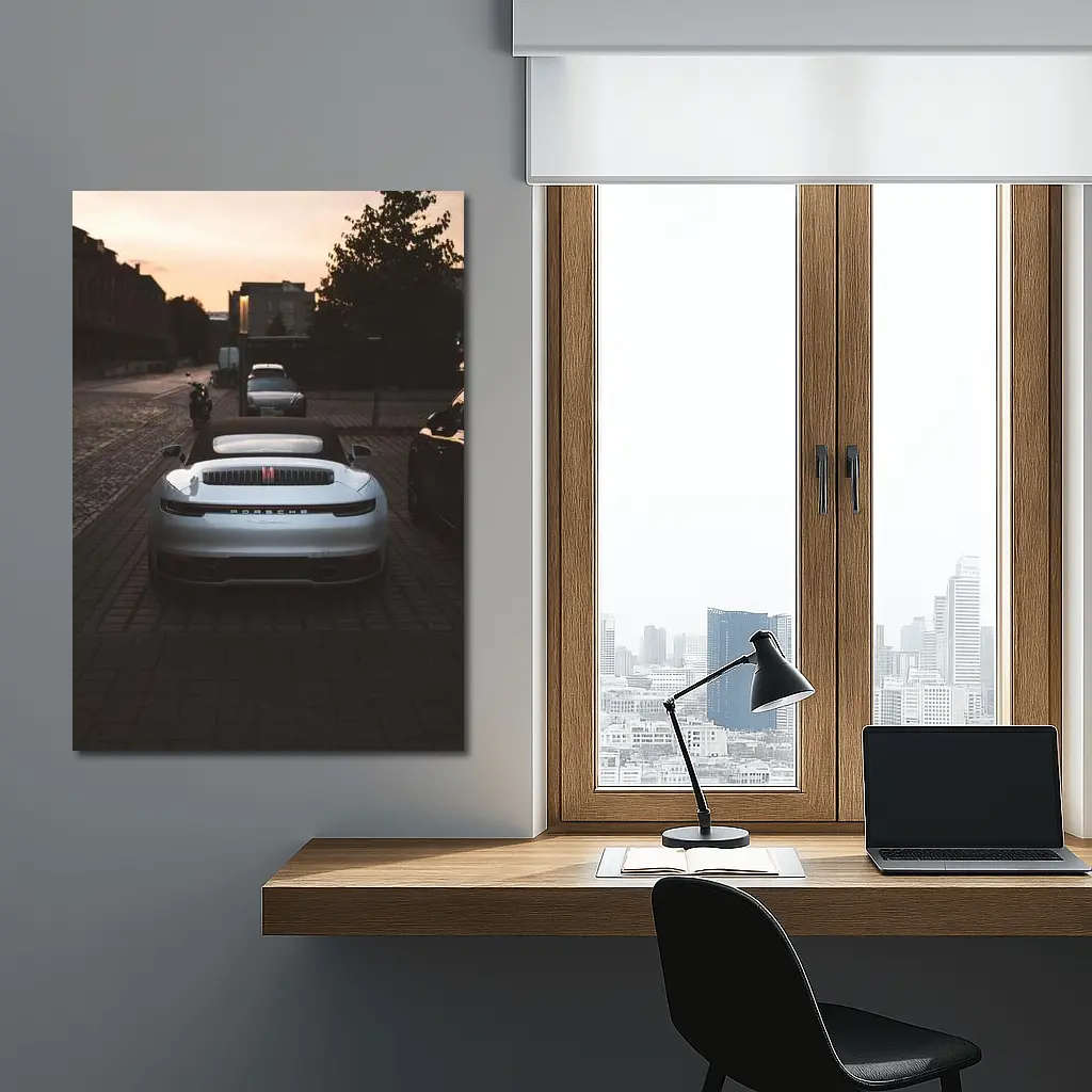 Porsche 911 Rear View Sunset Street – Wall Art