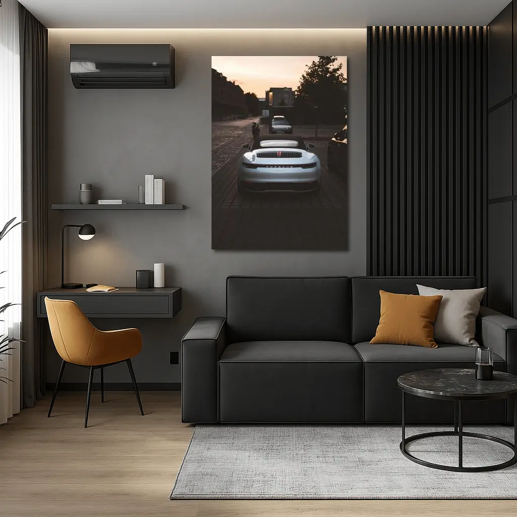 Porsche 911 Rear View Sunset Street – Wall Art