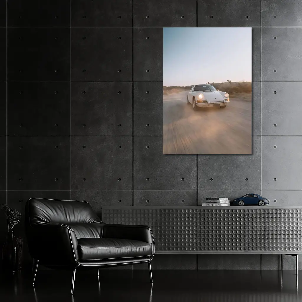 Porsche 911 Classic White Desert Dust Drive – Wall Art