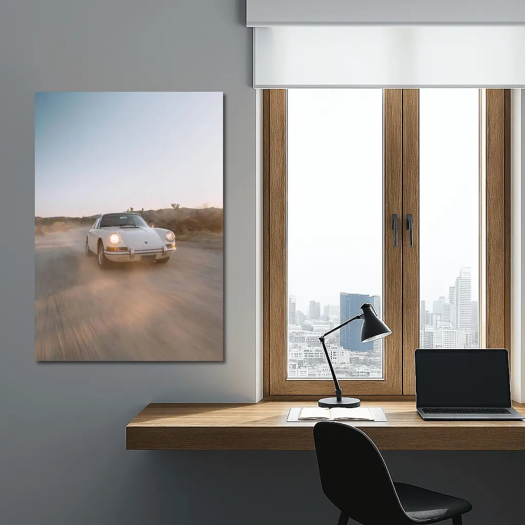 Porsche 911 Classic White Desert Dust Drive – Wall Art