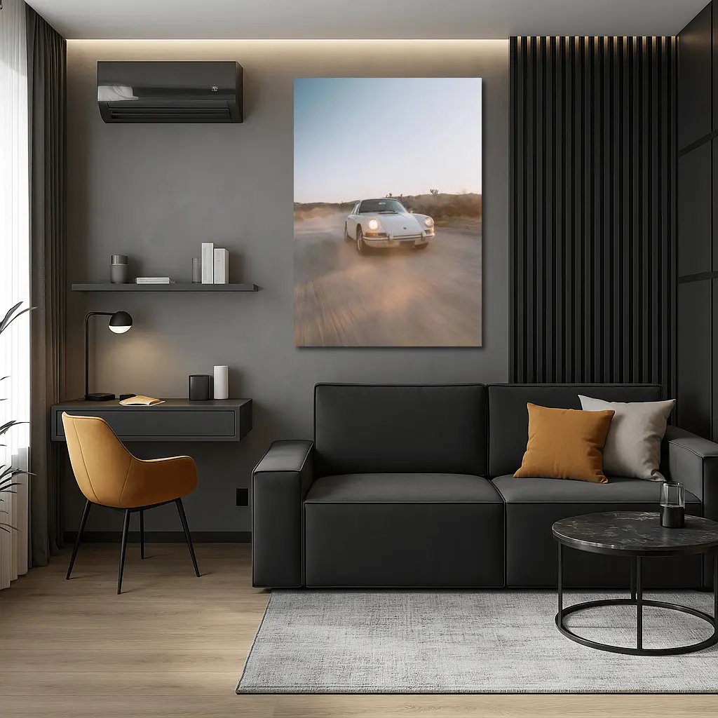Porsche 911 Classic White Desert Dust Drive – Wall Art