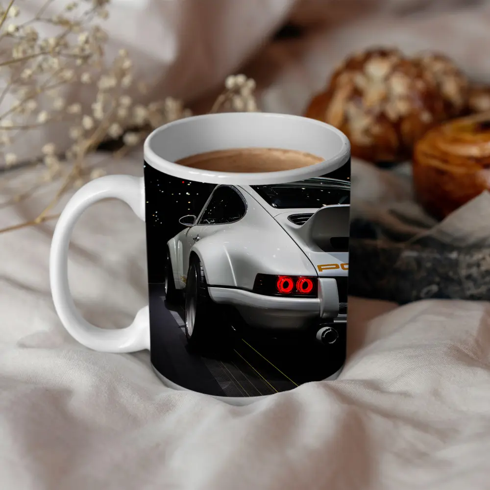 Porsche 911 Singer White Rear Dark Studio – Mugs