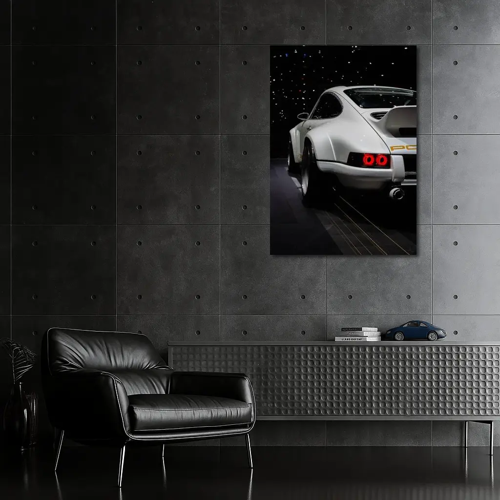 Porsche 911 Singer White Rear Dark Studio – Wall Art