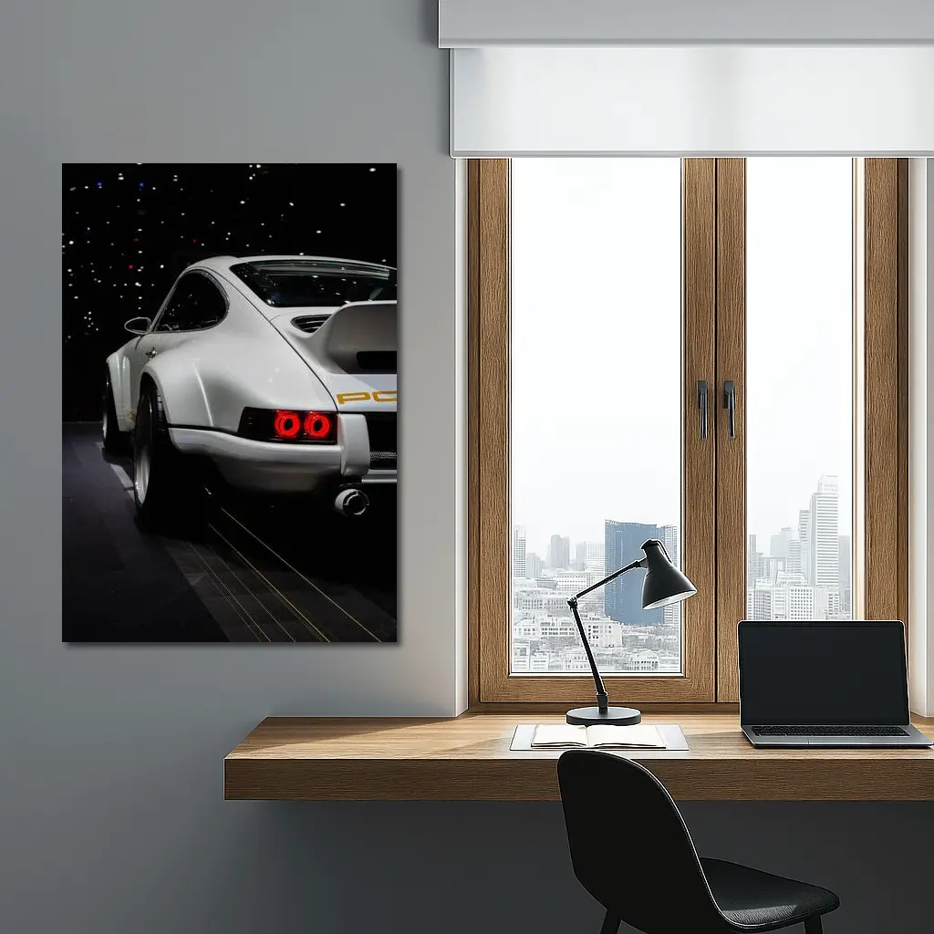 Porsche 911 Singer White Rear Dark Studio – Wall Art