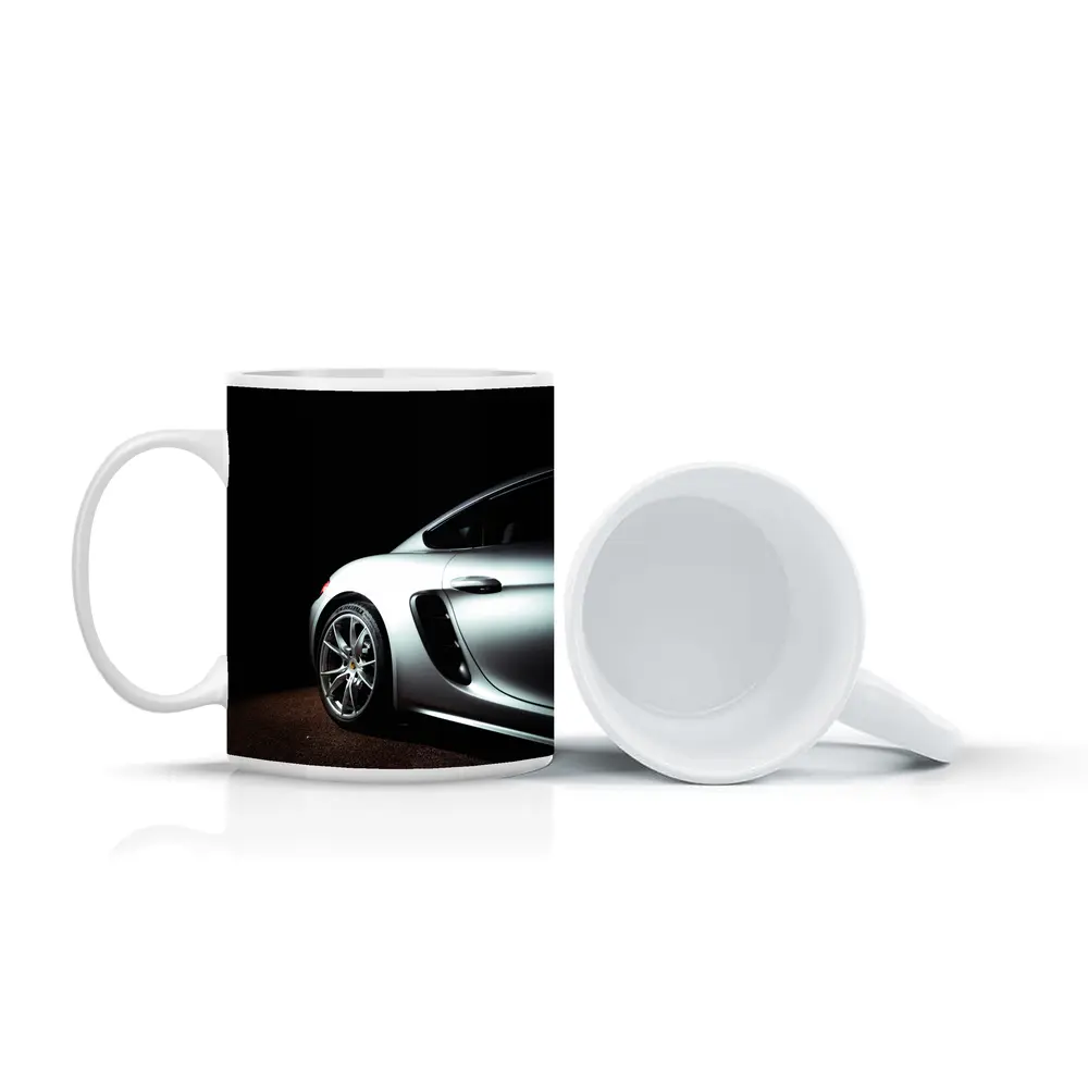 Porsche Cayman Silver Dark Studio Shot – Mugs