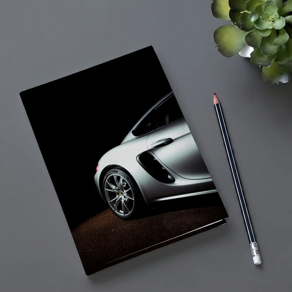 Porsche Cayman Silver Dark Studio Shot – Notebooks