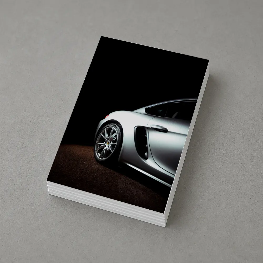 Porsche Cayman Silver Dark Studio Shot – Postcards