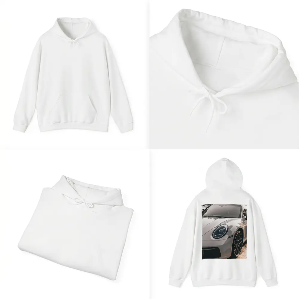 Porsche 911 Silver Sports Car Close Up – Hoodies