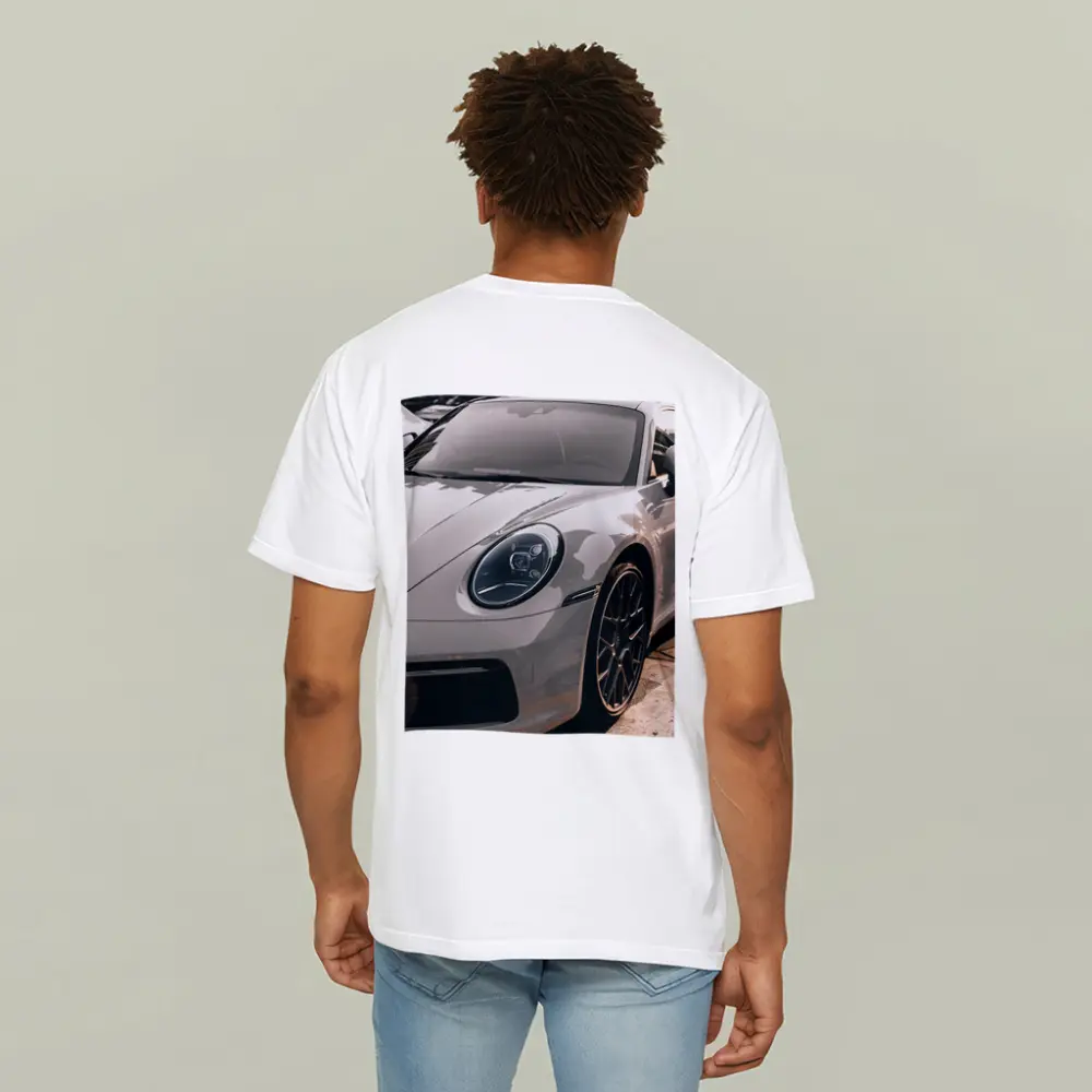Porsche 911 Silver Sports Car Close Up – T-Shirts