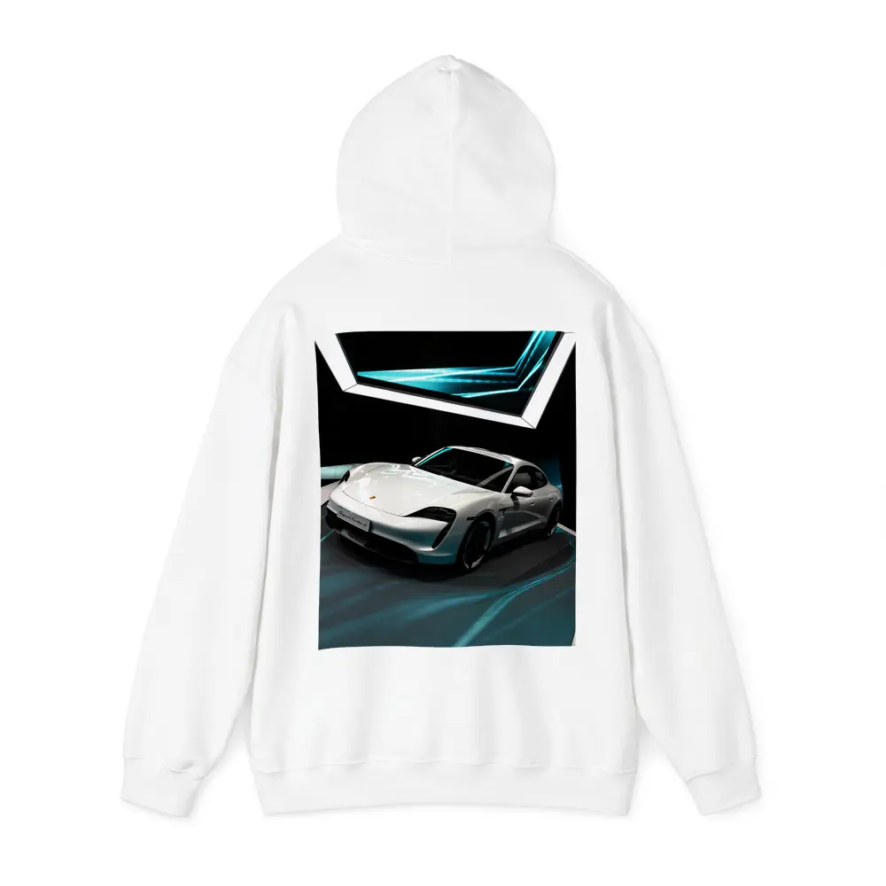 Porsche Taycan White Neon Tunnel Art – Hoodies