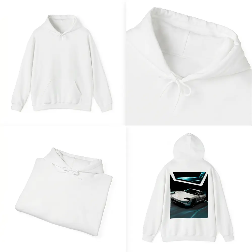 Porsche Taycan White Neon Tunnel Art – Hoodies