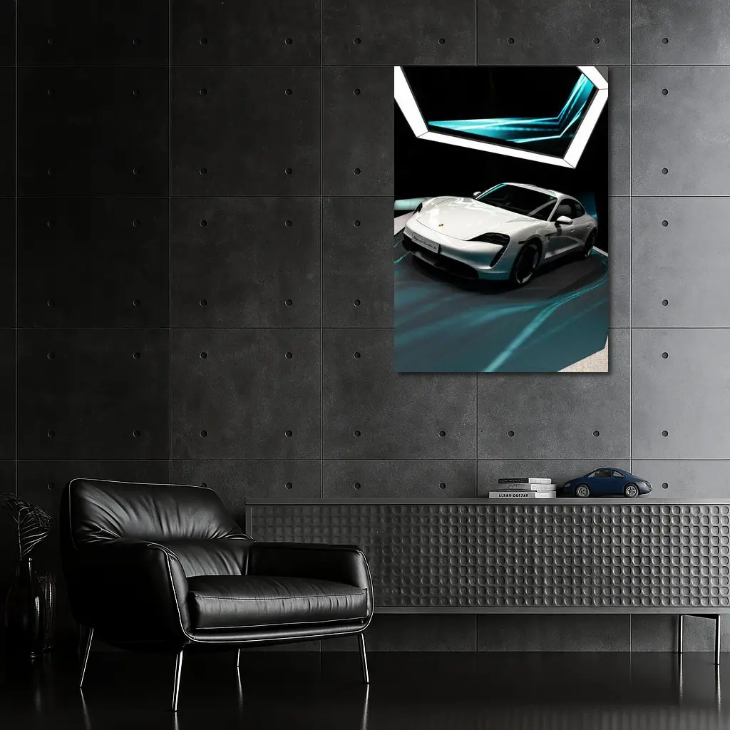 Porsche Taycan White Neon Tunnel Art – Wall Art