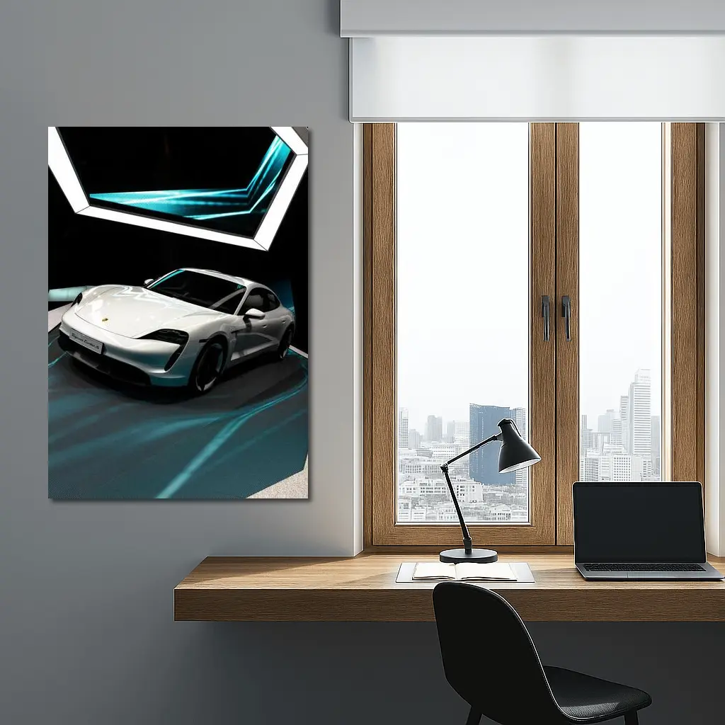 Porsche Taycan White Neon Tunnel Art – Wall Art
