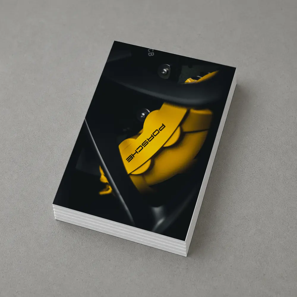 Porsche Yellow Brake Caliper Dark Background – Postcards