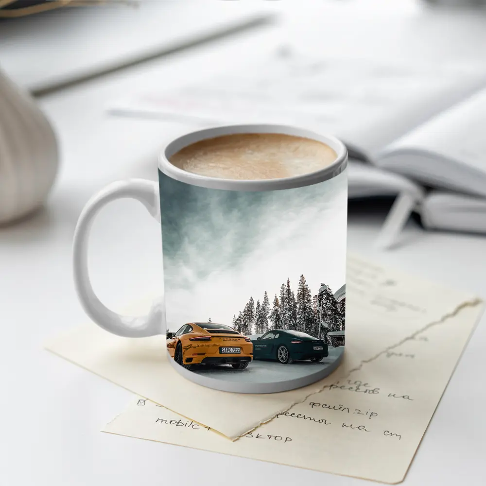 Porsche 911 Yellow Green Snow Winter – Mugs