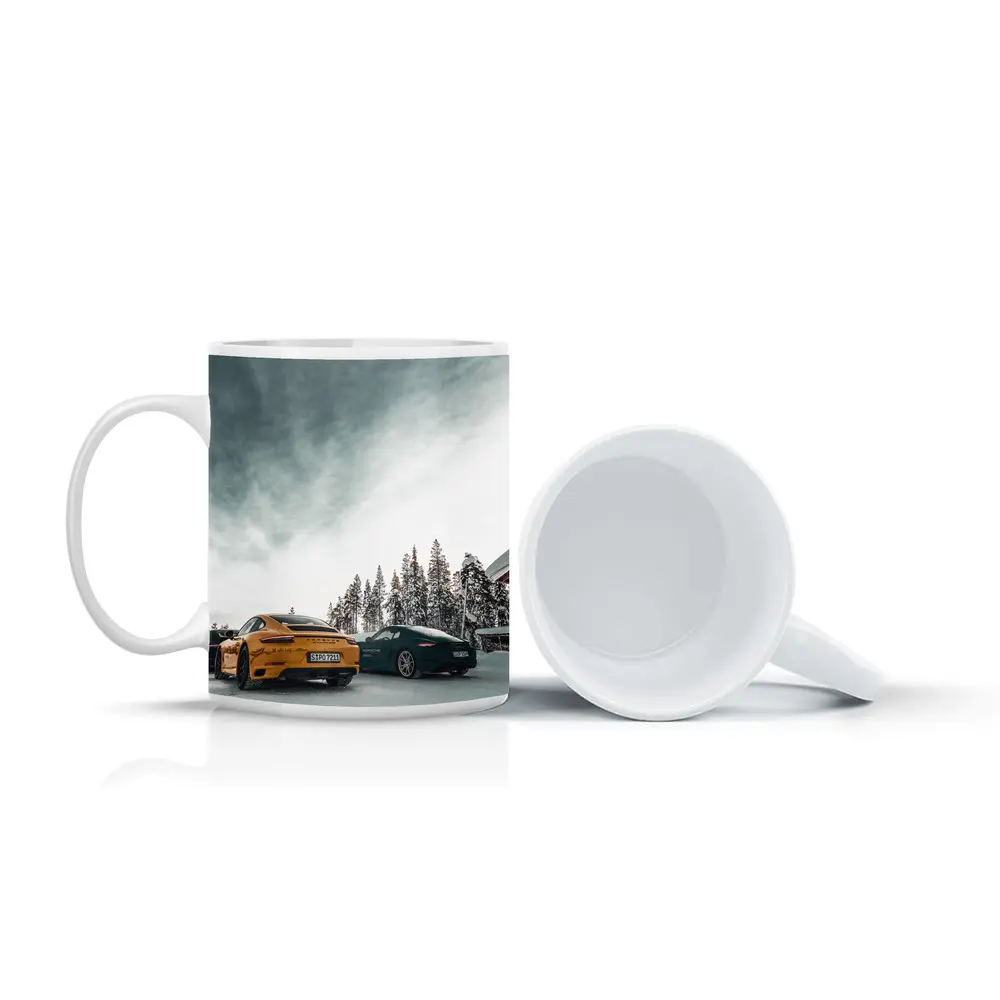 Porsche 911 Yellow Green Snow Winter – Mugs