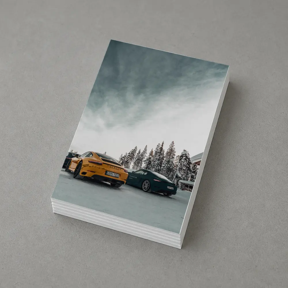 Porsche 911 Yellow Green Snow Winter – Postcards