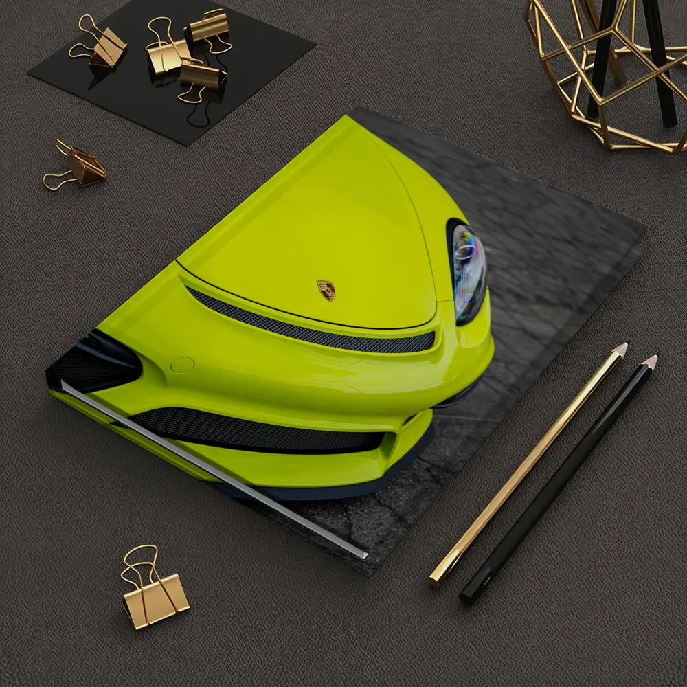 Porsche Cayman Acid Green Front Close Up – Notebooks