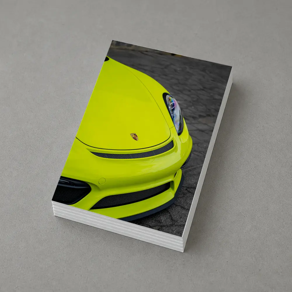 Porsche Cayman Acid Green Front Close Up – Postcards