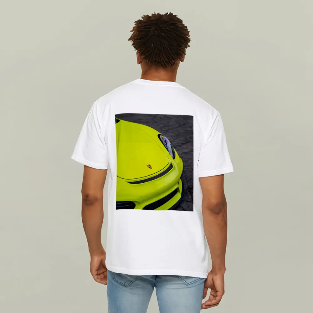 Porsche Cayman Acid Green Front Close Up – T-Shirts