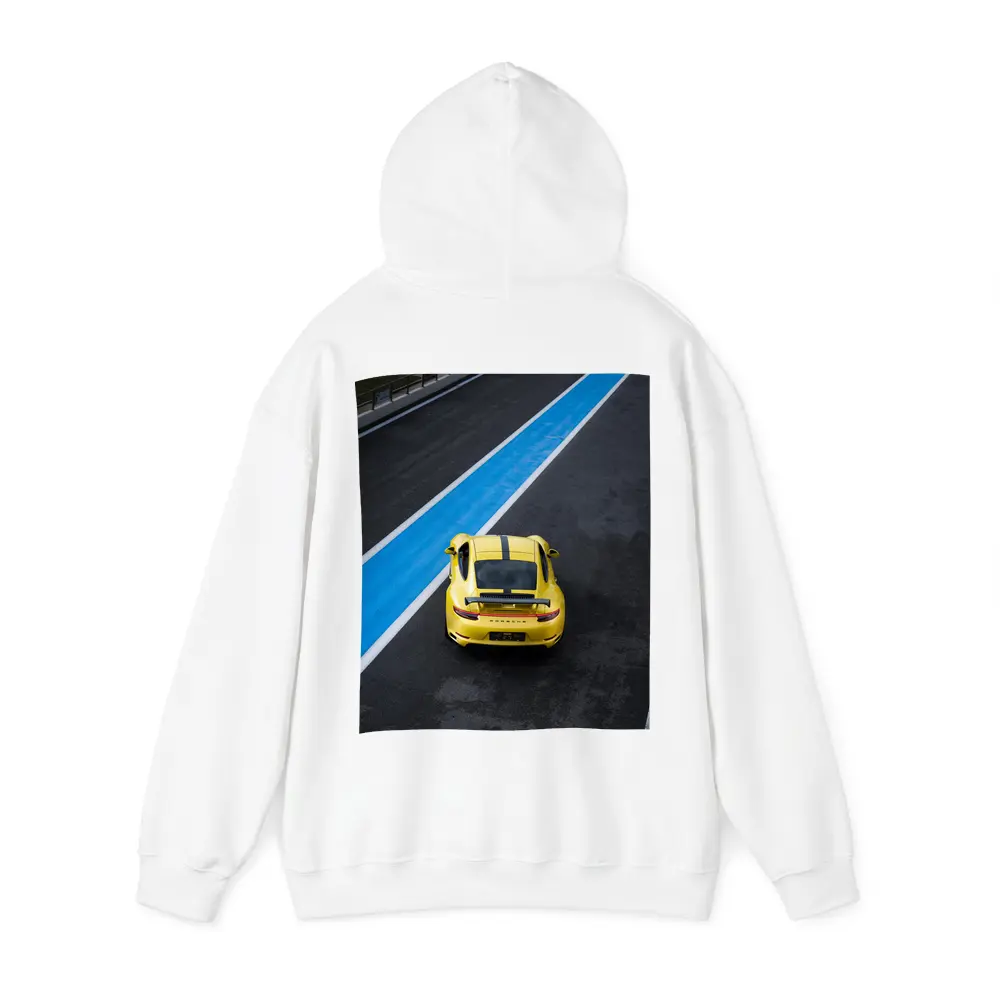 Porsche 911 Yellow Racing Track Aerial View – Hoodies