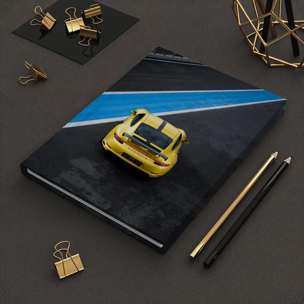 Porsche 911 Yellow Racing Track Aerial View – Notebooks