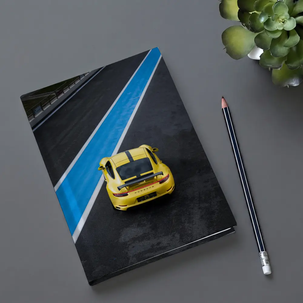 Porsche 911 Yellow Racing Track Aerial View – Notebooks