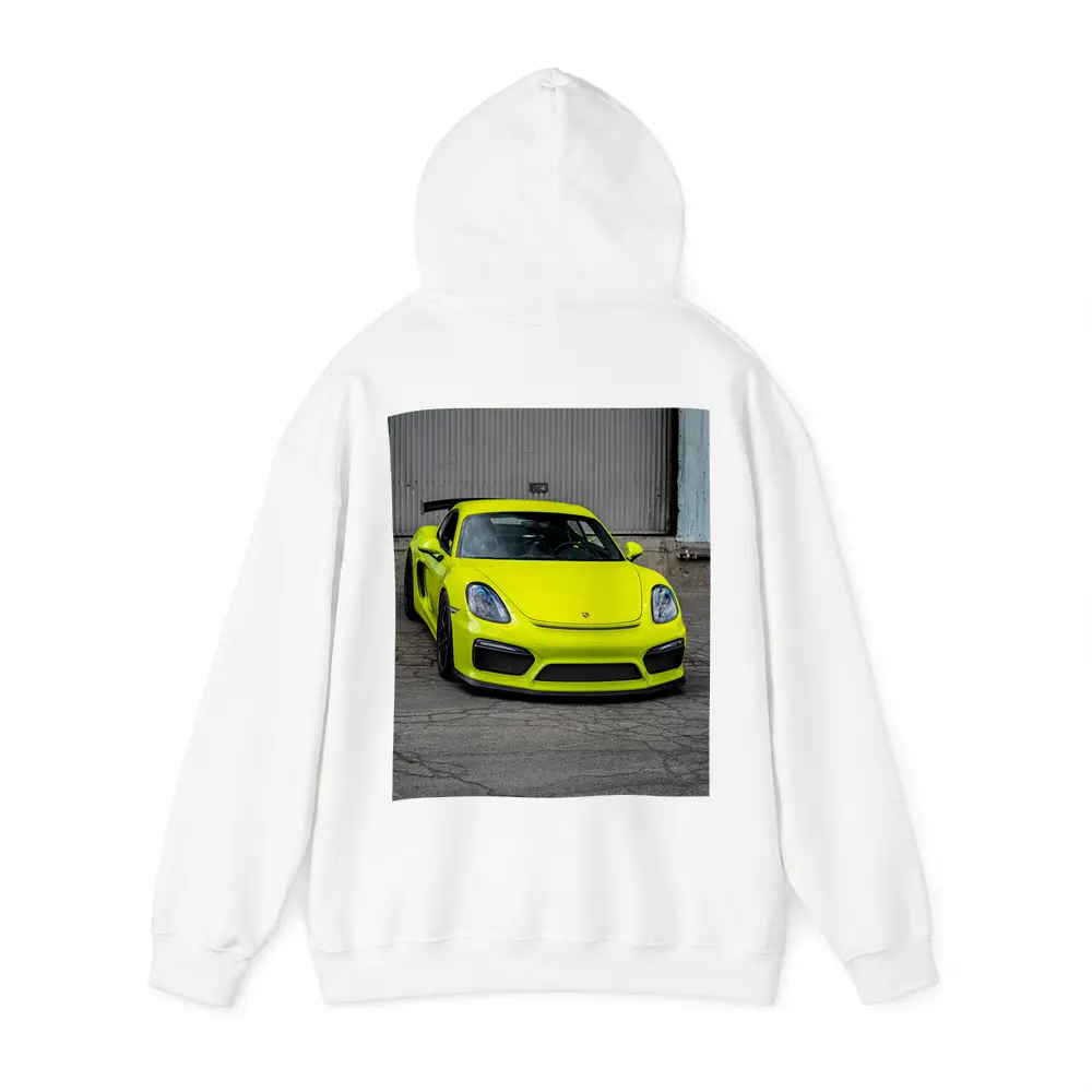 Porsche Cayman GT4 Acid Green Urban Setting – Hoodies