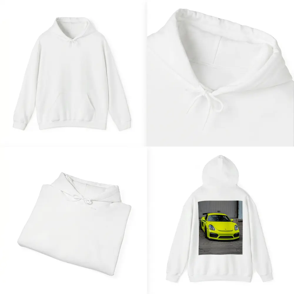 Porsche Cayman GT4 Acid Green Urban Setting – Hoodies