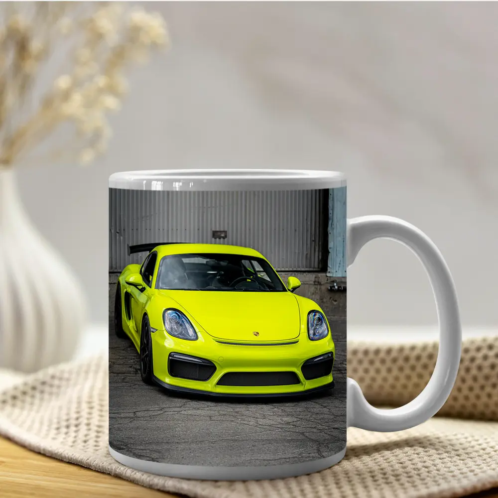 Porsche Cayman GT4 Acid Green Urban Setting – Mugs