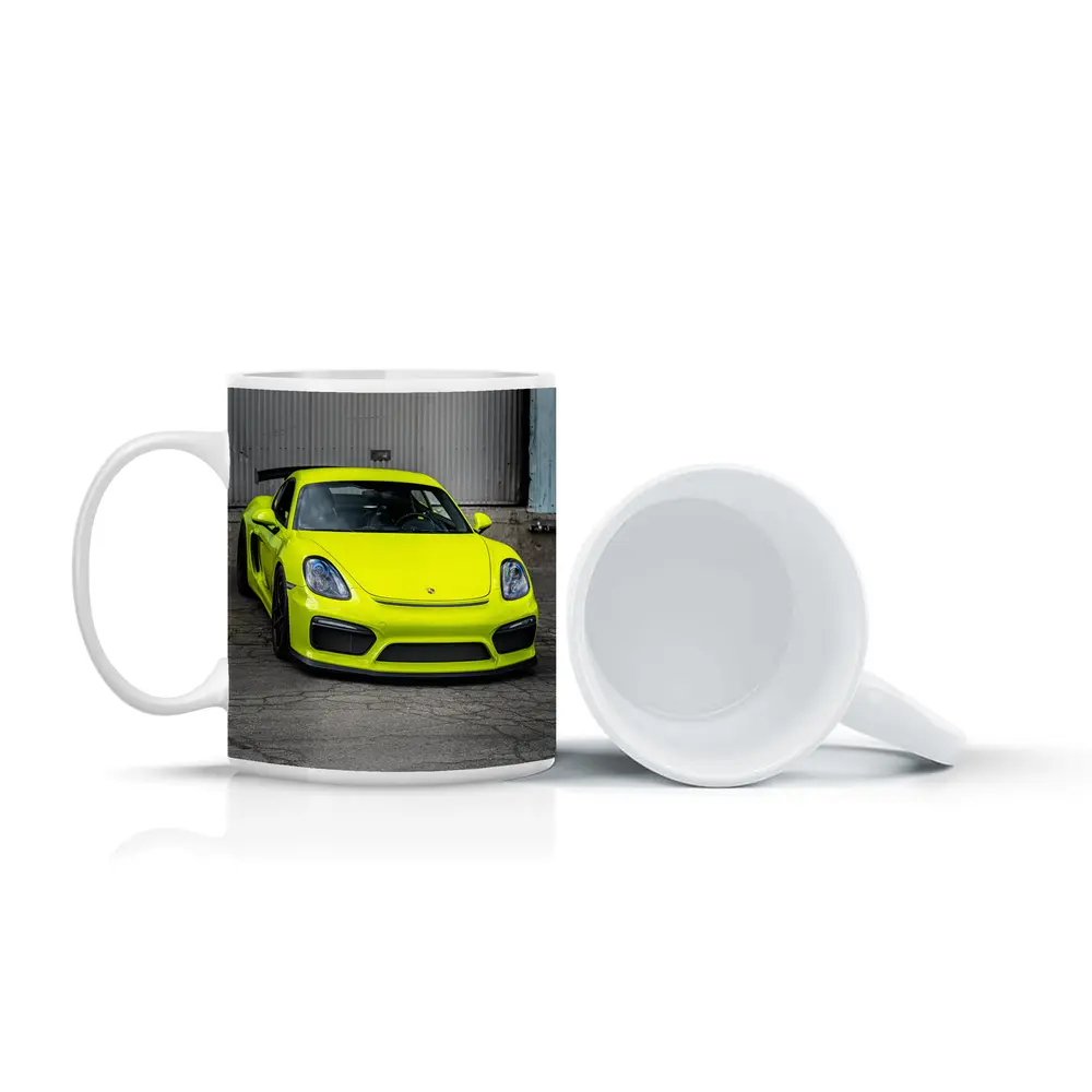 Porsche Cayman GT4 Acid Green Urban Setting – Mugs